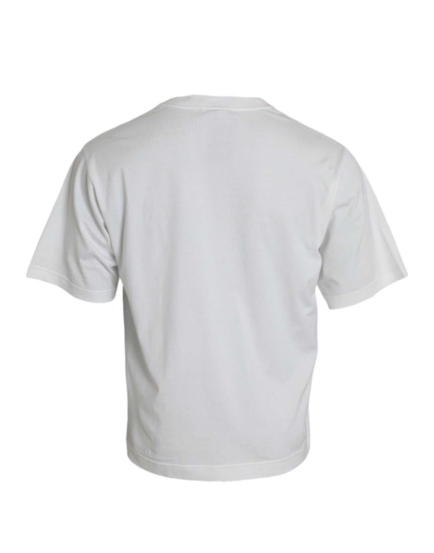 Weißes, verziertes T-Shirt aus Baumwolle mit Rundhalsausschnitt