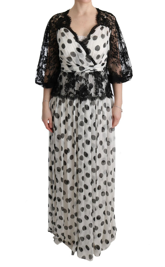 Elegantes bodenlanges Kleid mit Polka Dots