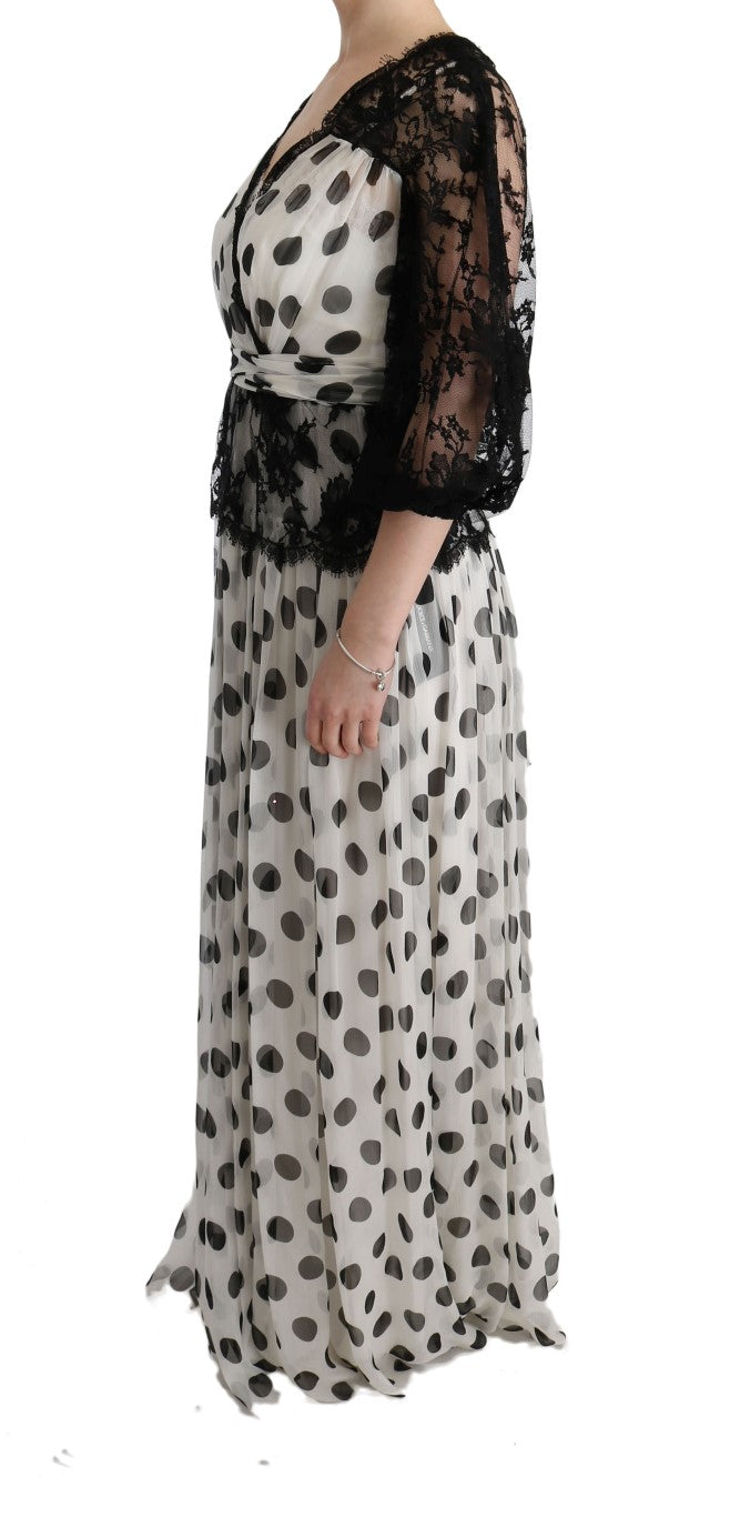 Elegantes bodenlanges Kleid mit Polka Dots
