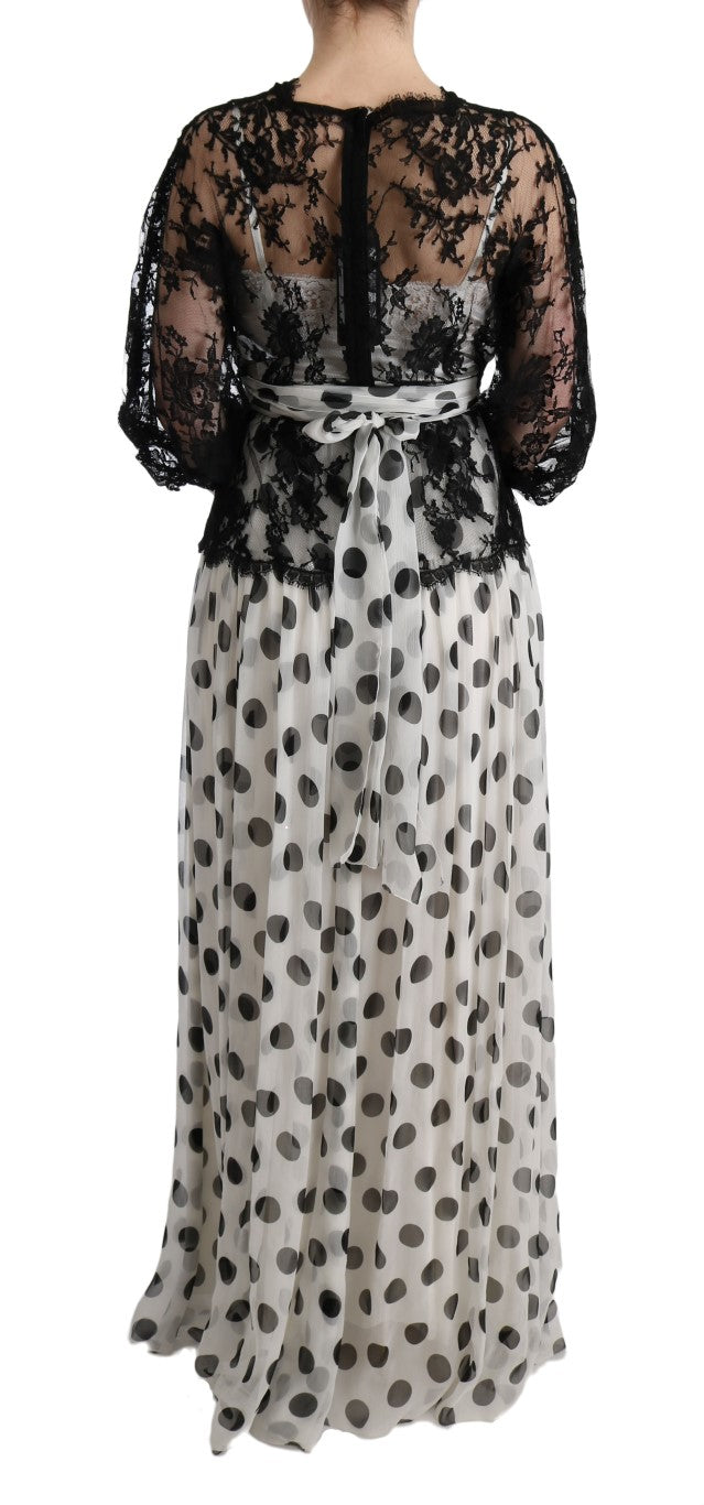 Elegantes bodenlanges Kleid mit Polka Dots