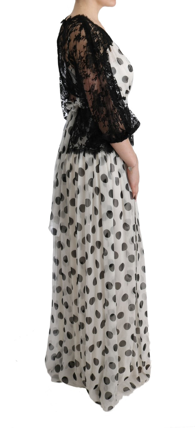 Elegantes bodenlanges Kleid mit Polka Dots