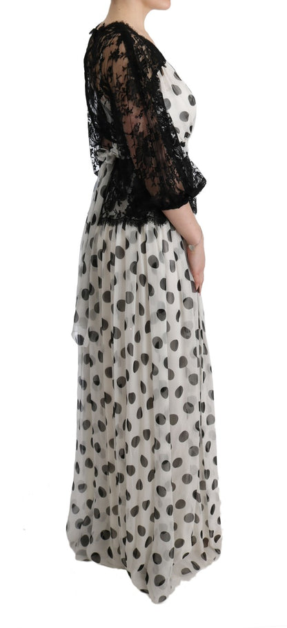 Elegantes bodenlanges Kleid mit Polka Dots