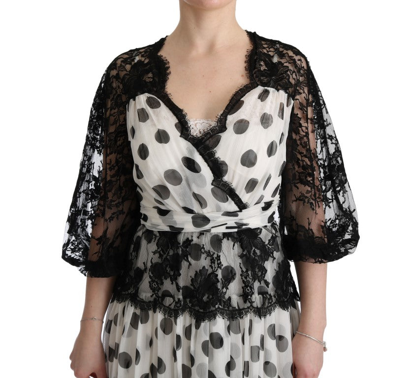 Elegantes bodenlanges Kleid mit Polka Dots
