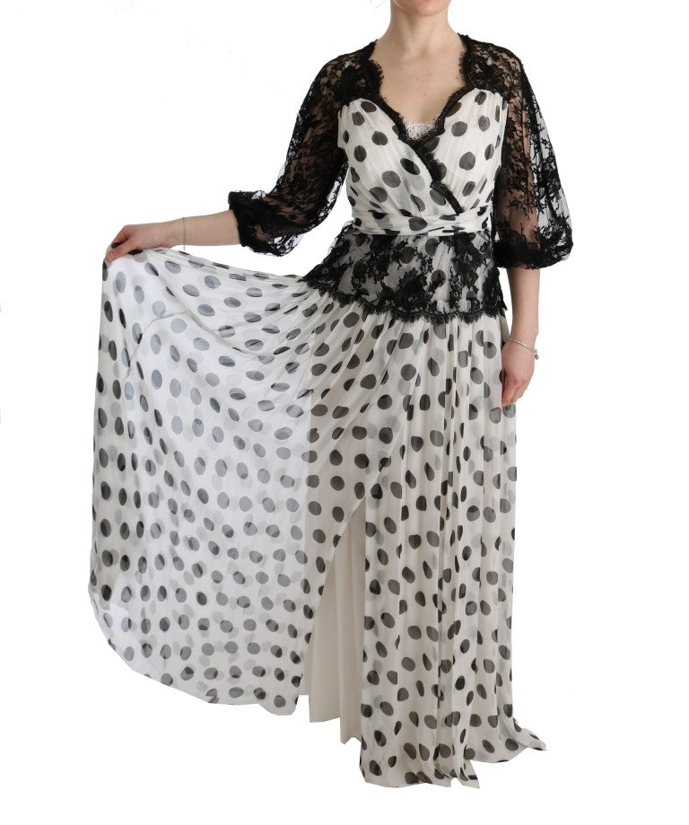 Elegantes bodenlanges Kleid mit Polka Dots