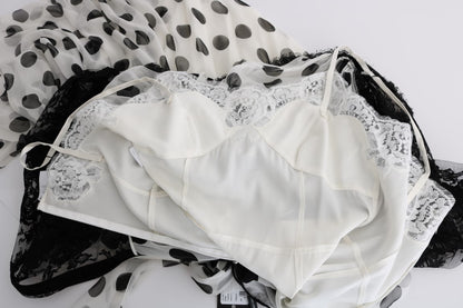 Elegantes bodenlanges Kleid mit Polka Dots