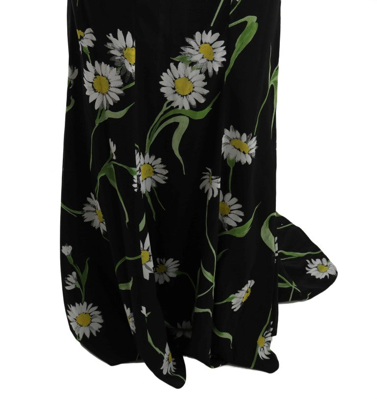 Langes Etuikleid mit Sonnenblumen-Print