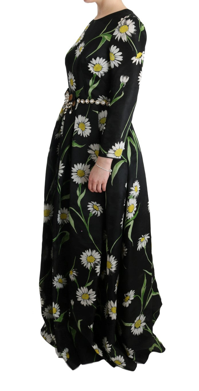 Elegantes Sonnenblumen-Maxikleid mit Kristallen