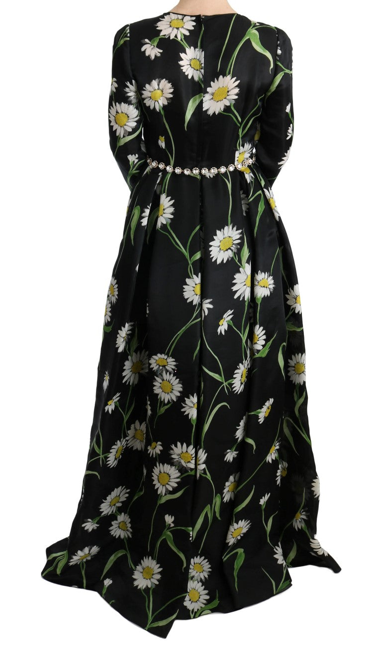 Elegantes Sonnenblumen-Maxikleid mit Kristallen