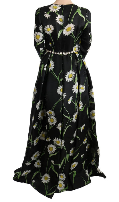 Elegantes Sonnenblumen-Maxikleid mit Kristallen