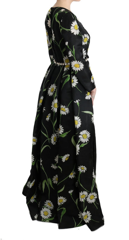 Elegantes Sonnenblumen-Maxikleid mit Kristallen
