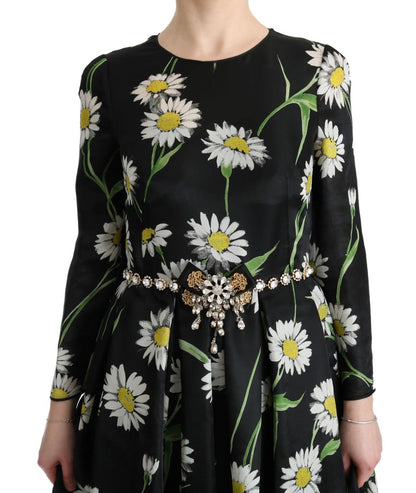 Elegantes Sonnenblumen-Maxikleid mit Kristallen