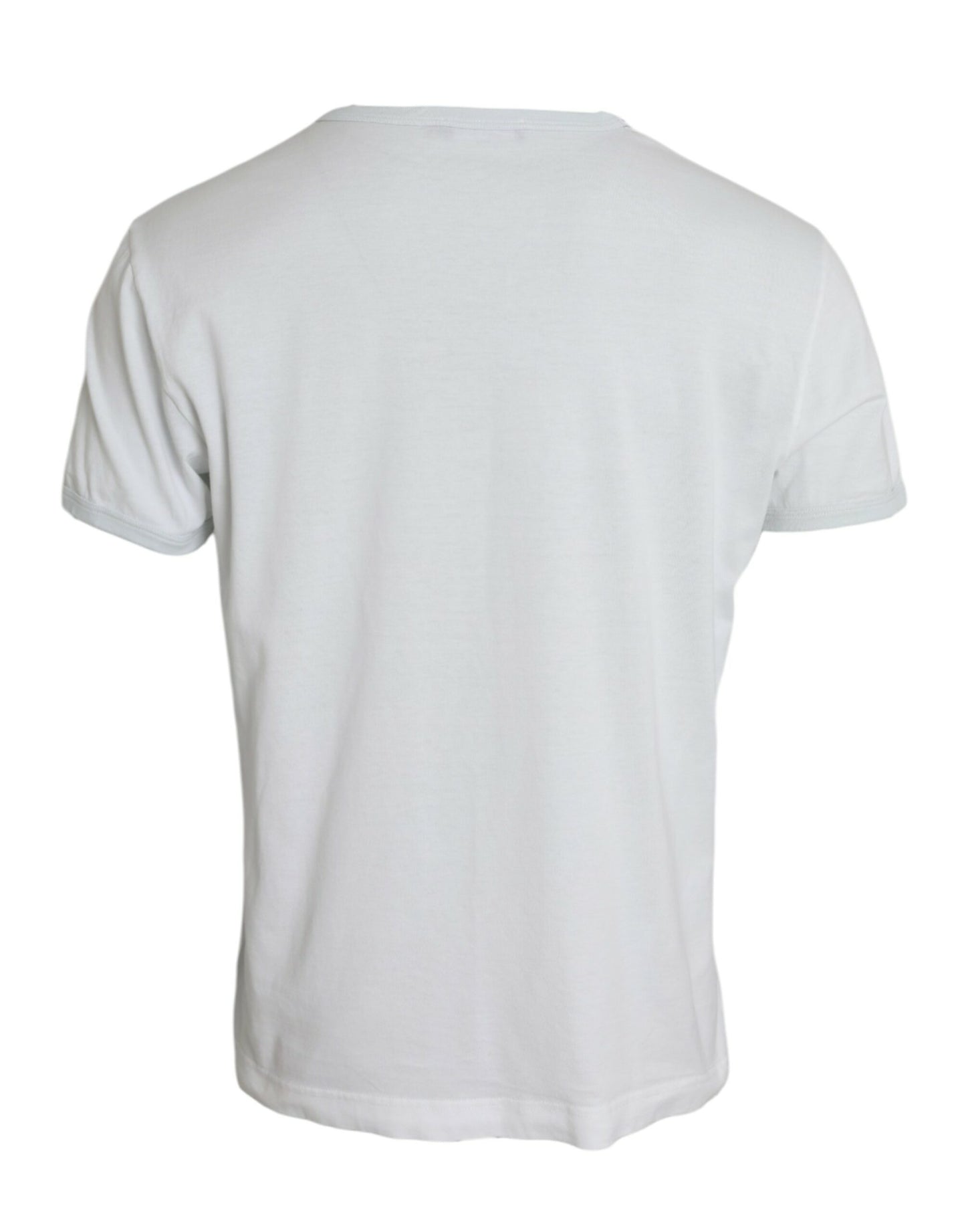 Weißes Kurzarm-T-Shirt aus Baumwolle mit Rundhalsausschnitt