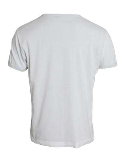 Weißes Kurzarm-T-Shirt aus Baumwolle mit Rundhalsausschnitt