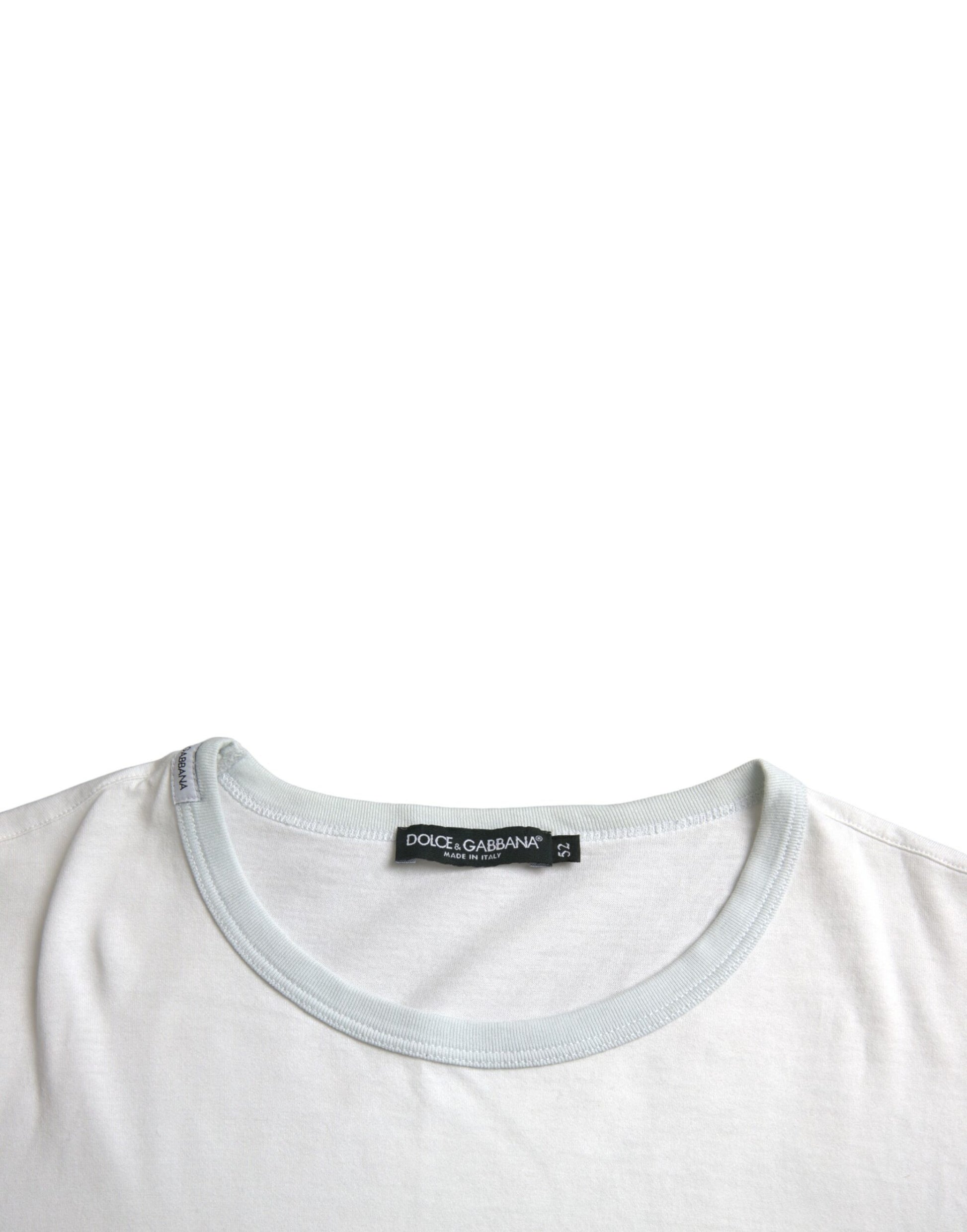 Weißes Kurzarm-T-Shirt aus Baumwolle mit Rundhalsausschnitt