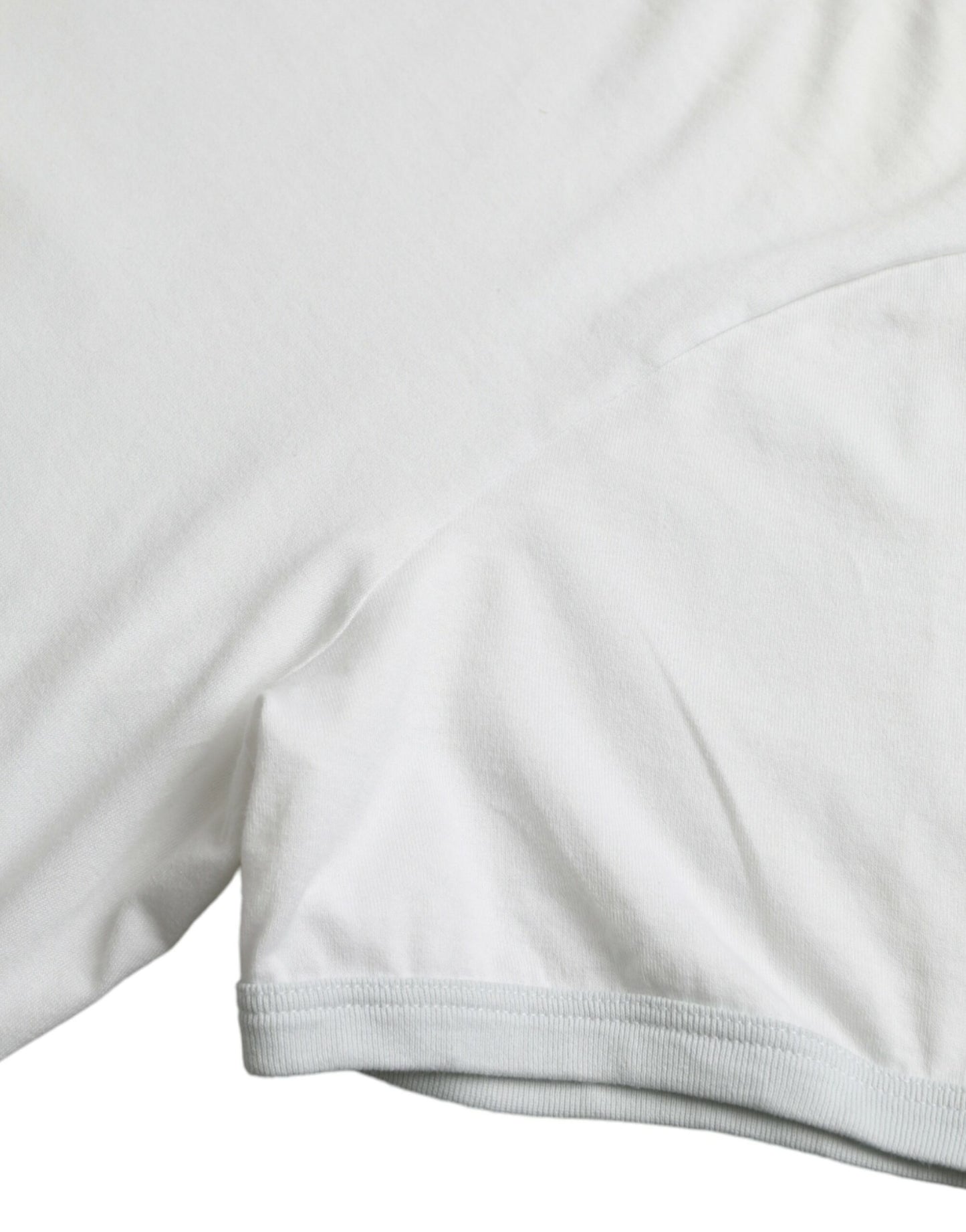 Weißes Kurzarm-T-Shirt aus Baumwolle mit Rundhalsausschnitt