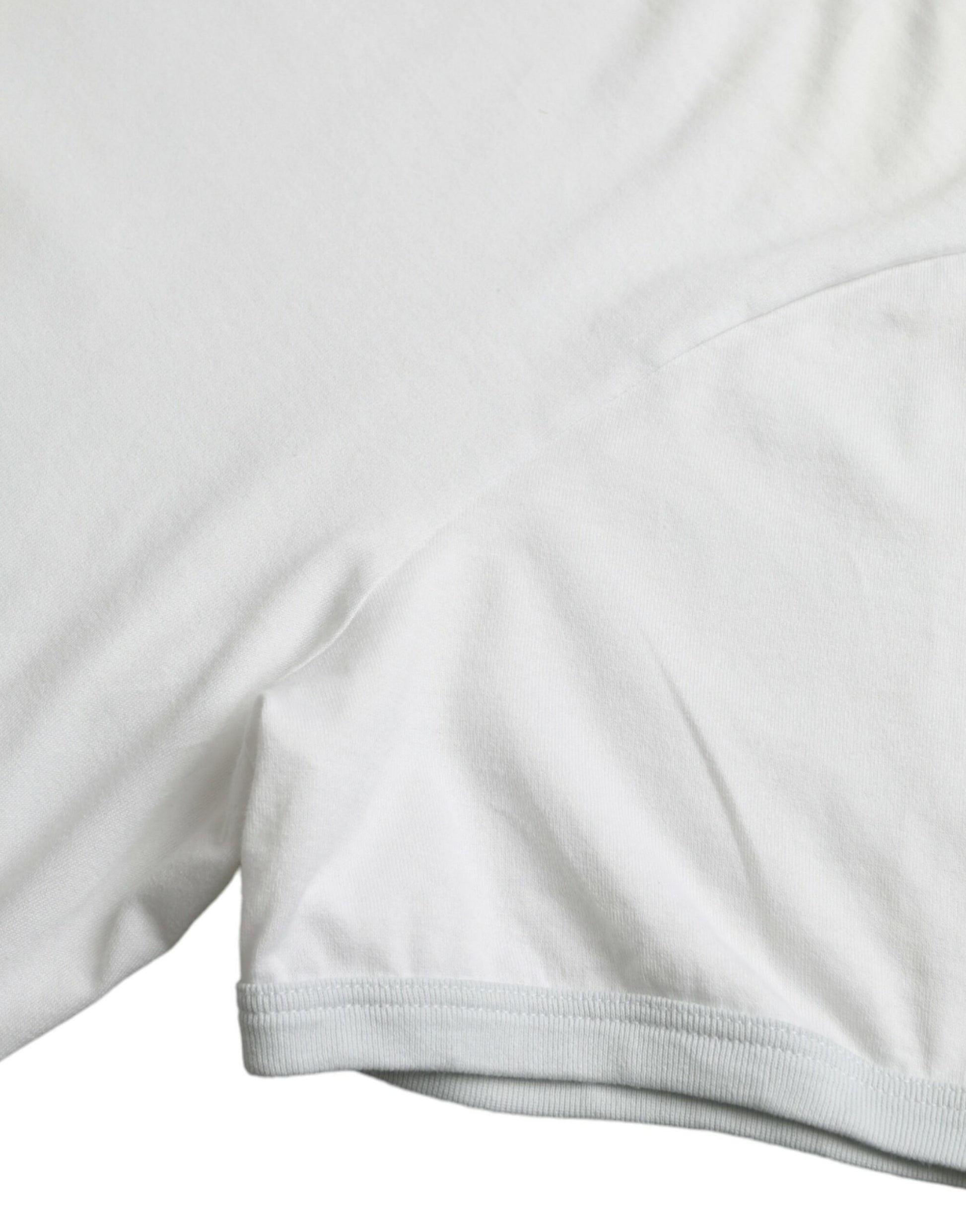 Weißes Kurzarm-T-Shirt aus Baumwolle mit Rundhalsausschnitt
