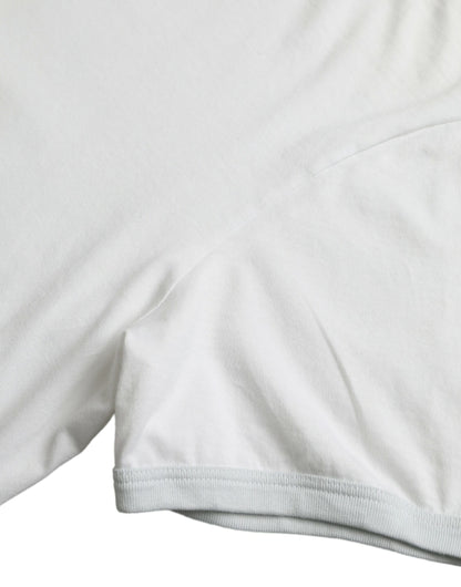 Weißes Kurzarm-T-Shirt aus Baumwolle mit Rundhalsausschnitt