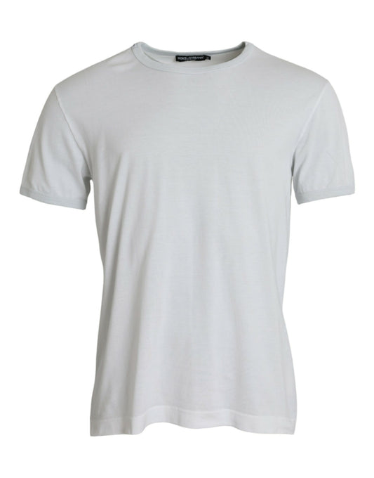 Weißes Kurzarm-T-Shirt aus Baumwolle mit Rundhalsausschnitt
