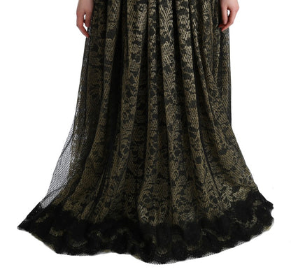 Maxi-Etuikleid mit Sonnenblumen-Spitze und Kristallen