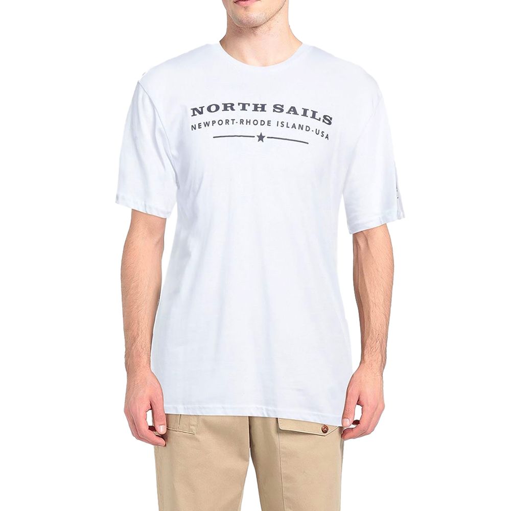 Elegantes weißes Baumwoll-T-Shirt mit Brustaufdruck