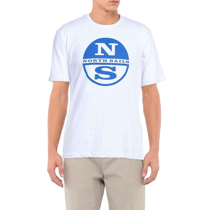 Strahlend weißes Baumwoll-T-Shirt mit Logo