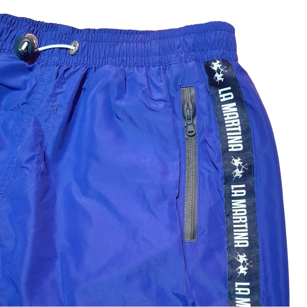 Blue Polyester Men's Swim Trunk