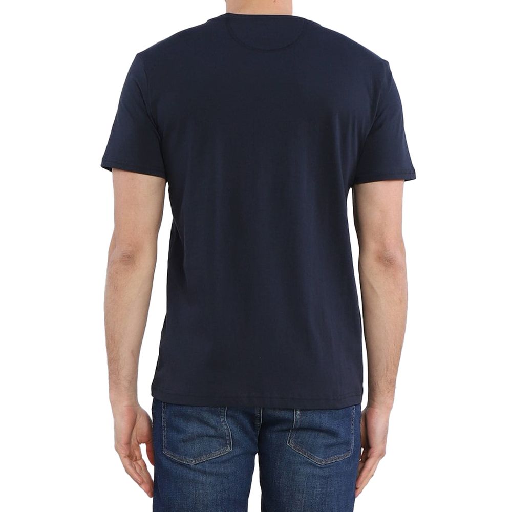 Jersey-T-Shirt mit Rundhalsausschnitt und Grafik - Raffinierte blaue Baumwolle