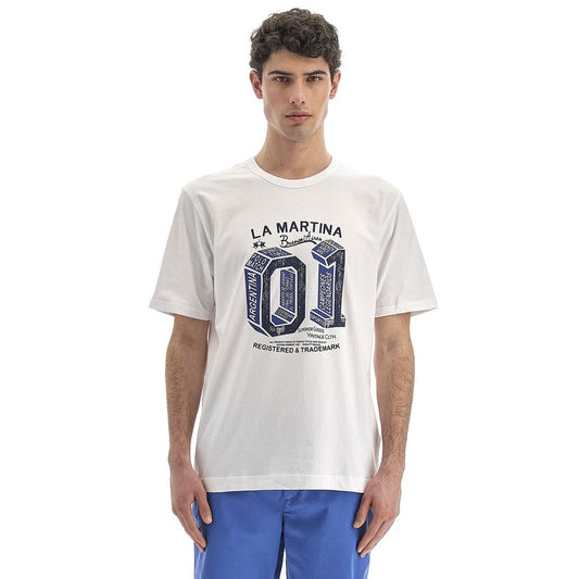 Weißes Baumwoll-T-Shirt „Equestrian Chic“