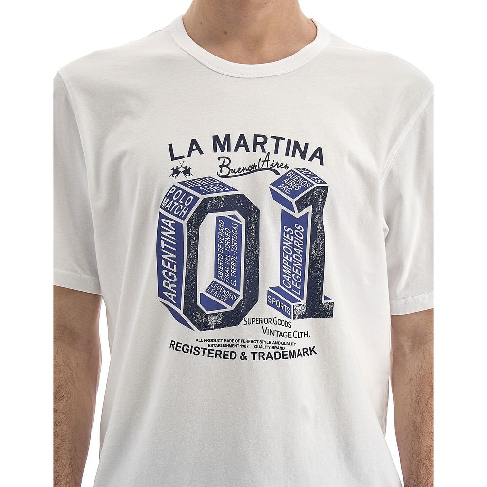 Weißes Baumwoll-T-Shirt „Equestrian Chic“