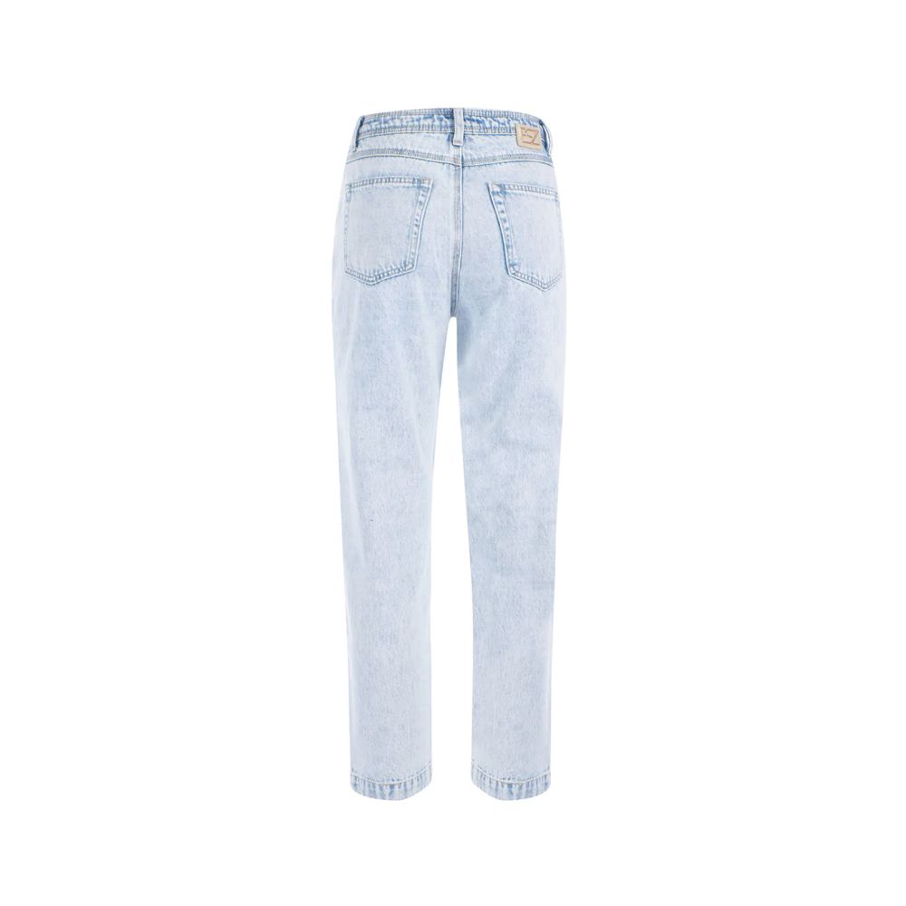 Hellblaue Jeans mit hoher Taille aus Baumwolle für Damen