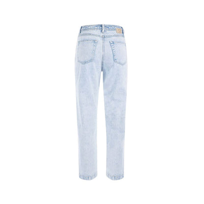 Hellblaue Jeans mit hoher Taille aus Baumwolle für Damen