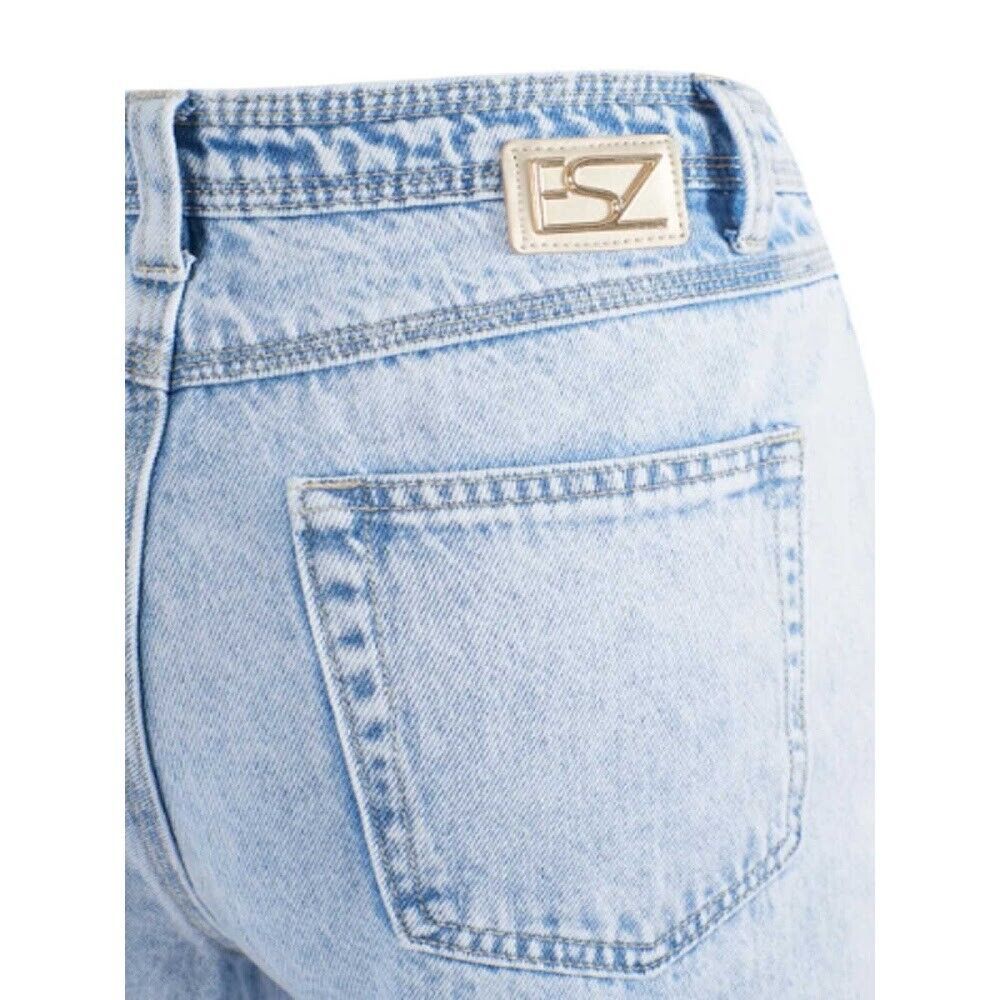 Hellblaue Jeans mit hoher Taille aus Baumwolle für Damen