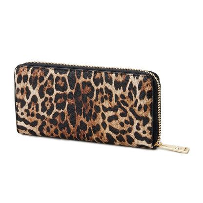 Schlanke Designer-Geldbörse mit Reißverschluss und goldenen Akzenten