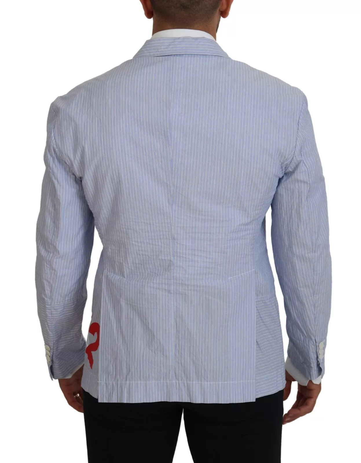 Blau gestreifter, einreihiger Blazer