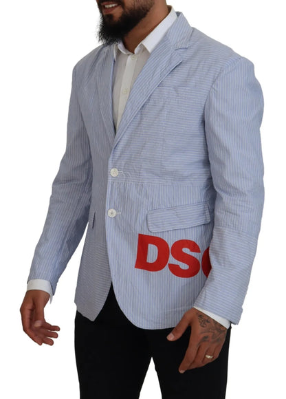 Blau gestreifter, einreihiger Blazer