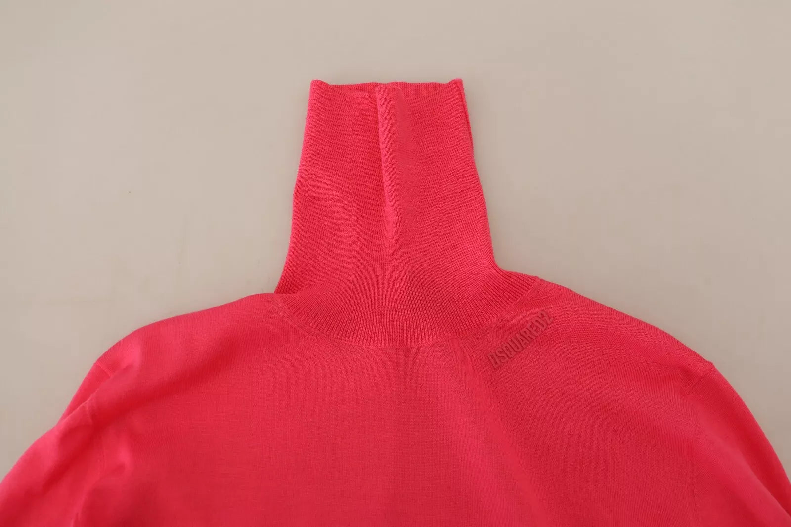 Rosa, einfarbiger, langärmeliger Rollkragenpullover für den Freizeitgebrauch