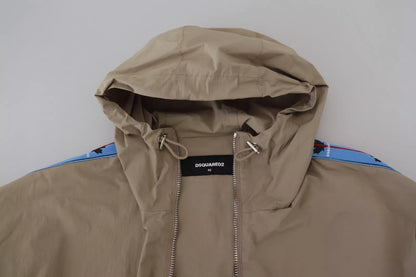 Jacke mit durchgehendem Reißverschluss und Kapuze in Braun und Grau