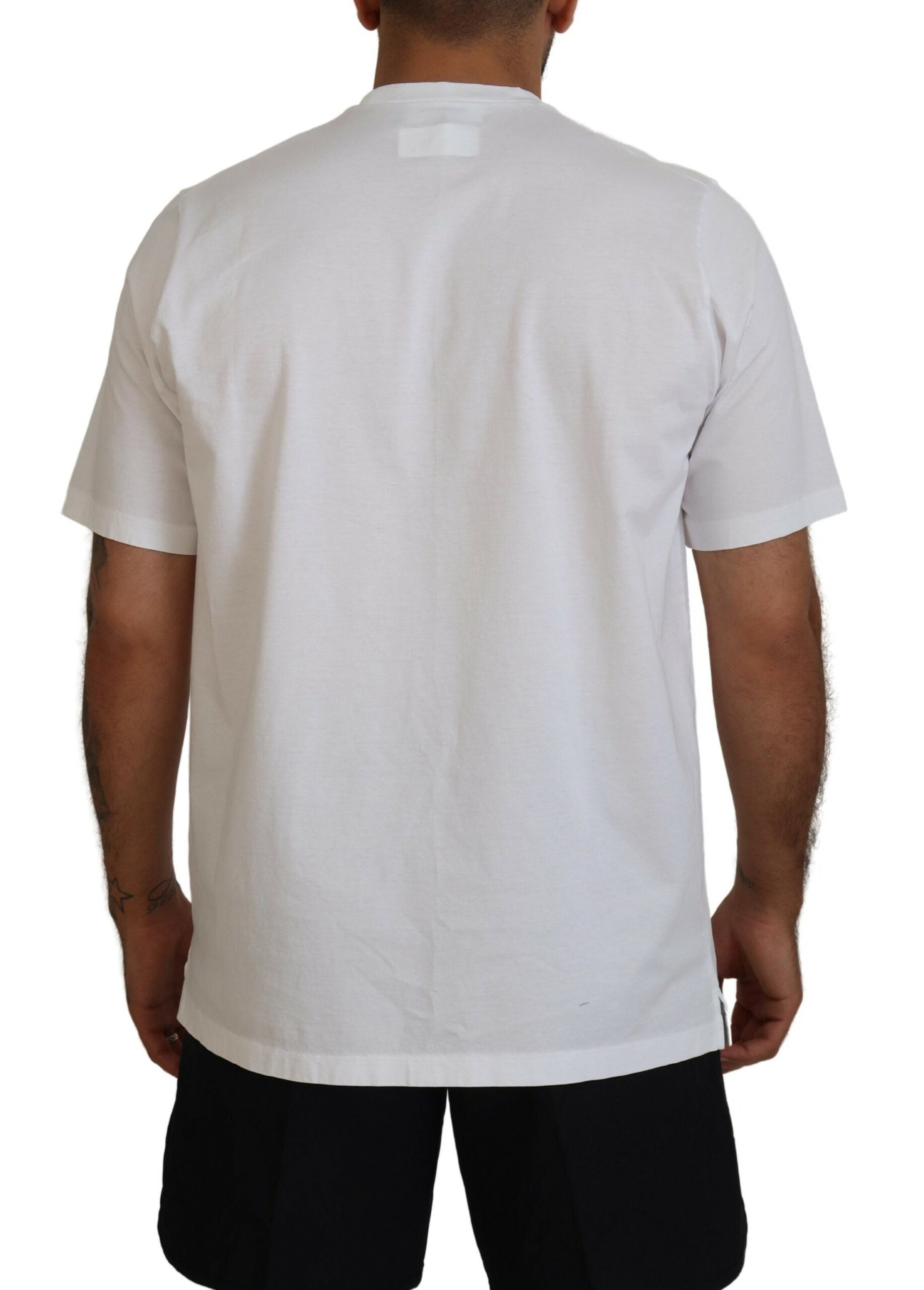 Weißes kurzärmliges T-Shirt mit Rundhalsausschnitt aus Baumwolle