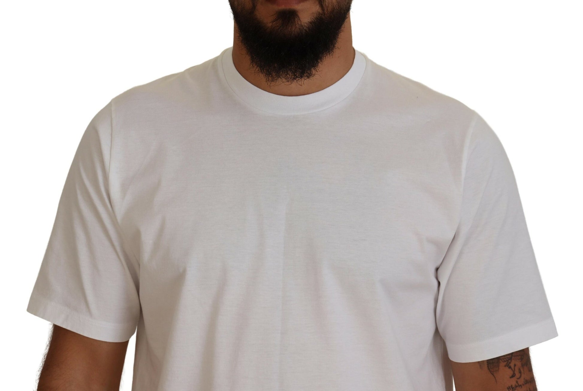 Weißes kurzärmliges T-Shirt mit Rundhalsausschnitt aus Baumwolle