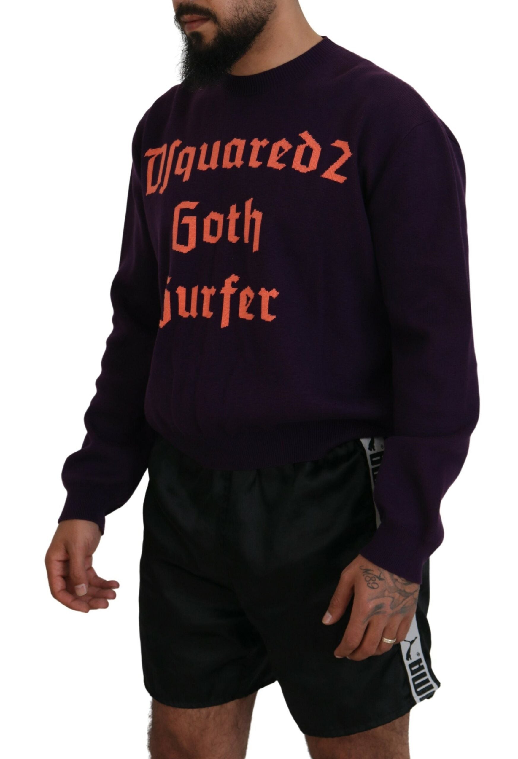 Lila Pullover aus bedruckter Baumwolle für Herren