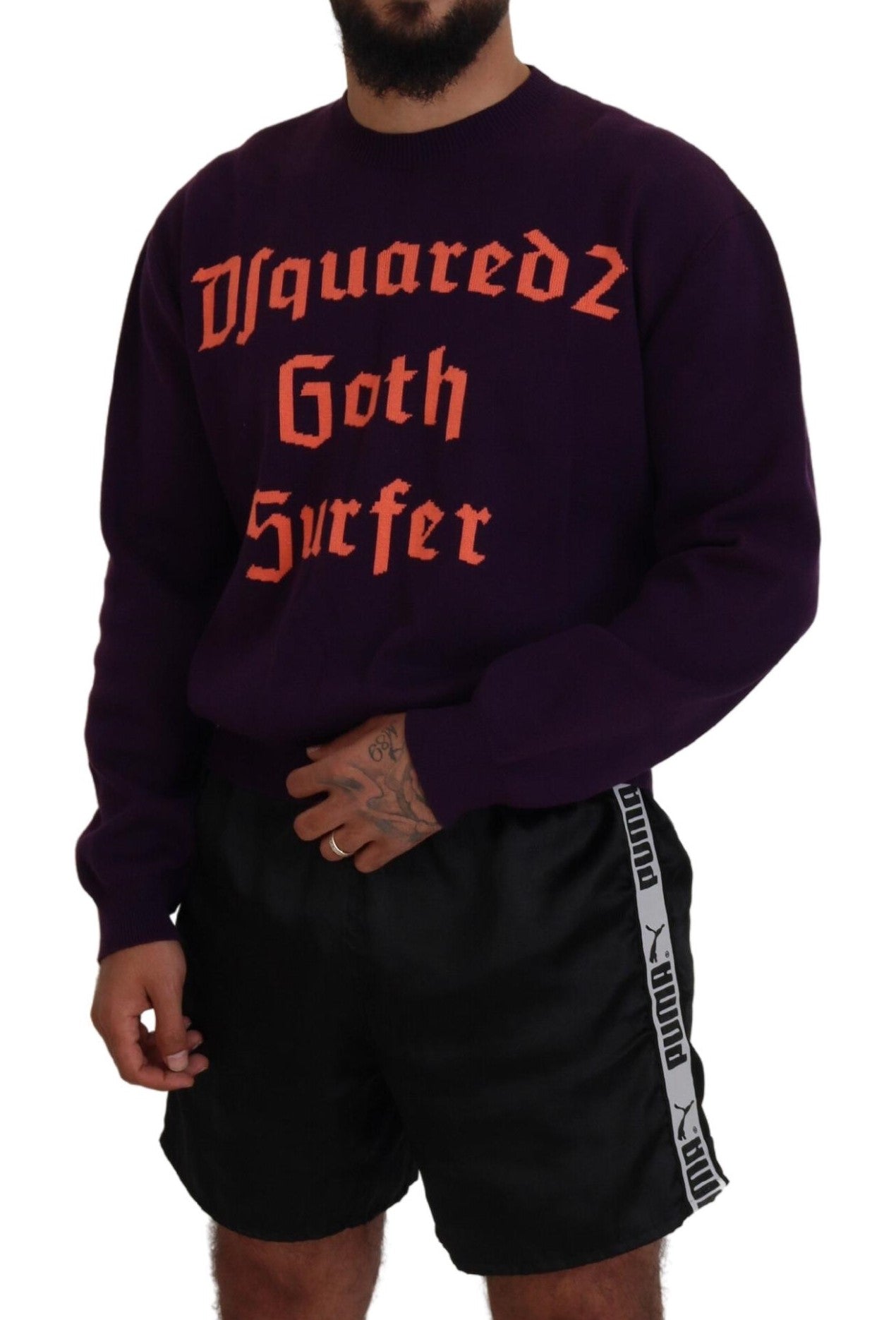 Lila Pullover aus bedruckter Baumwolle für Herren