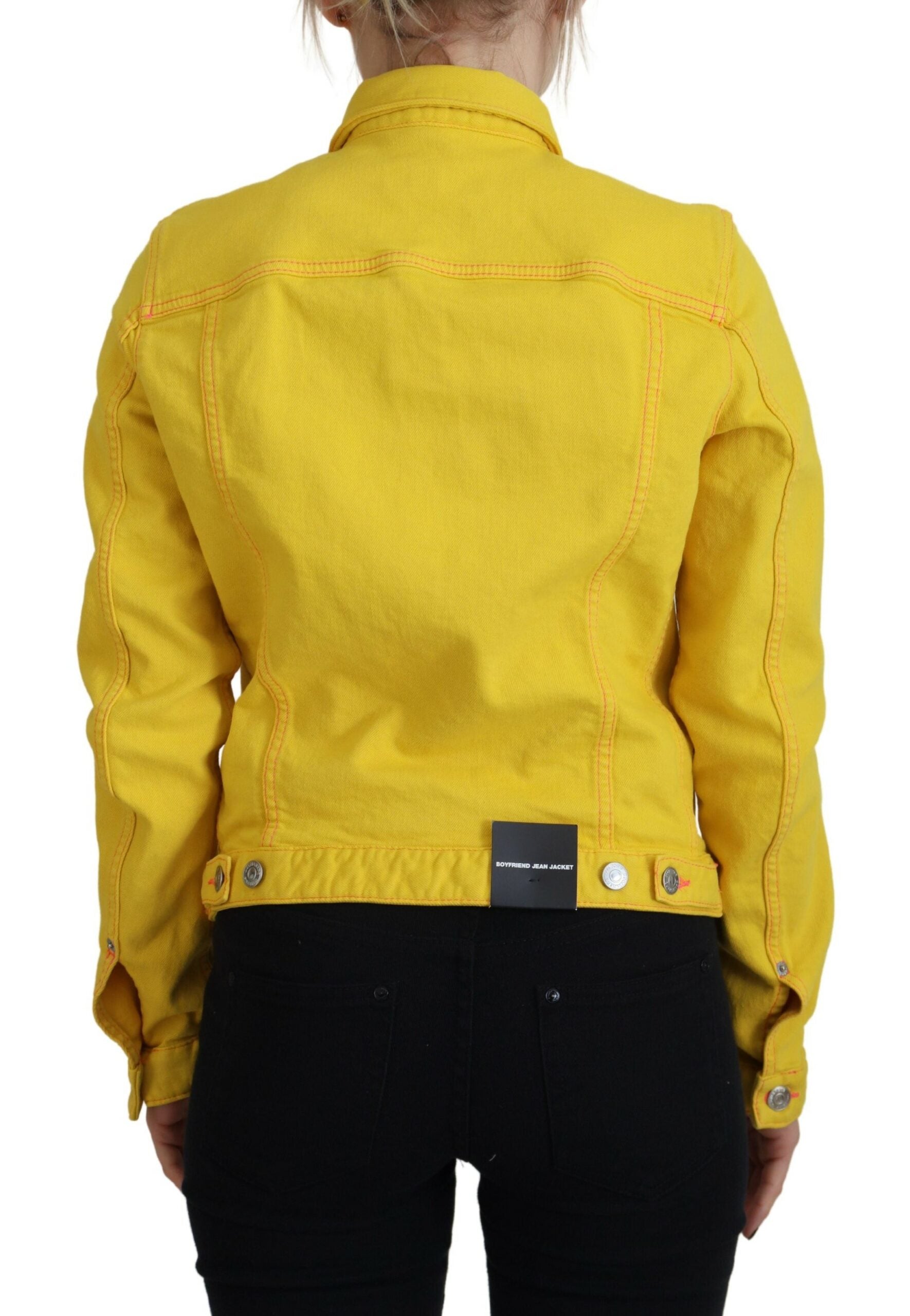 Gelbe Jeansjacke mit Kragen und langen Ärmeln