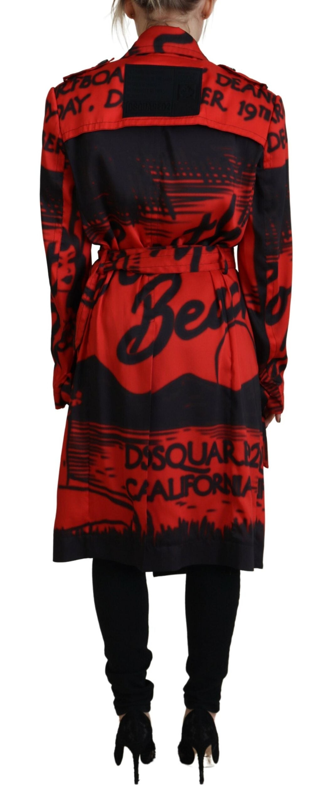 Rote bedruckte Desigual-Manteljacke mit Knopfkragen