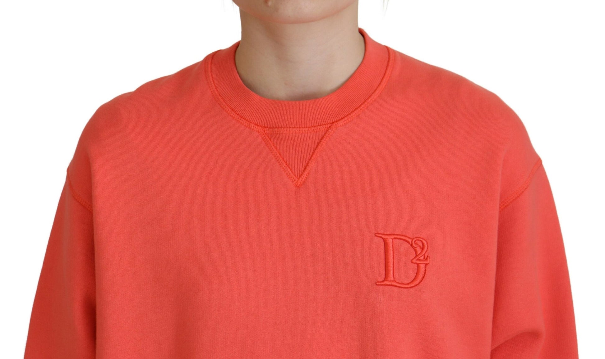 Rosa Langarmpullover mit Logo-Stickerei für Damen