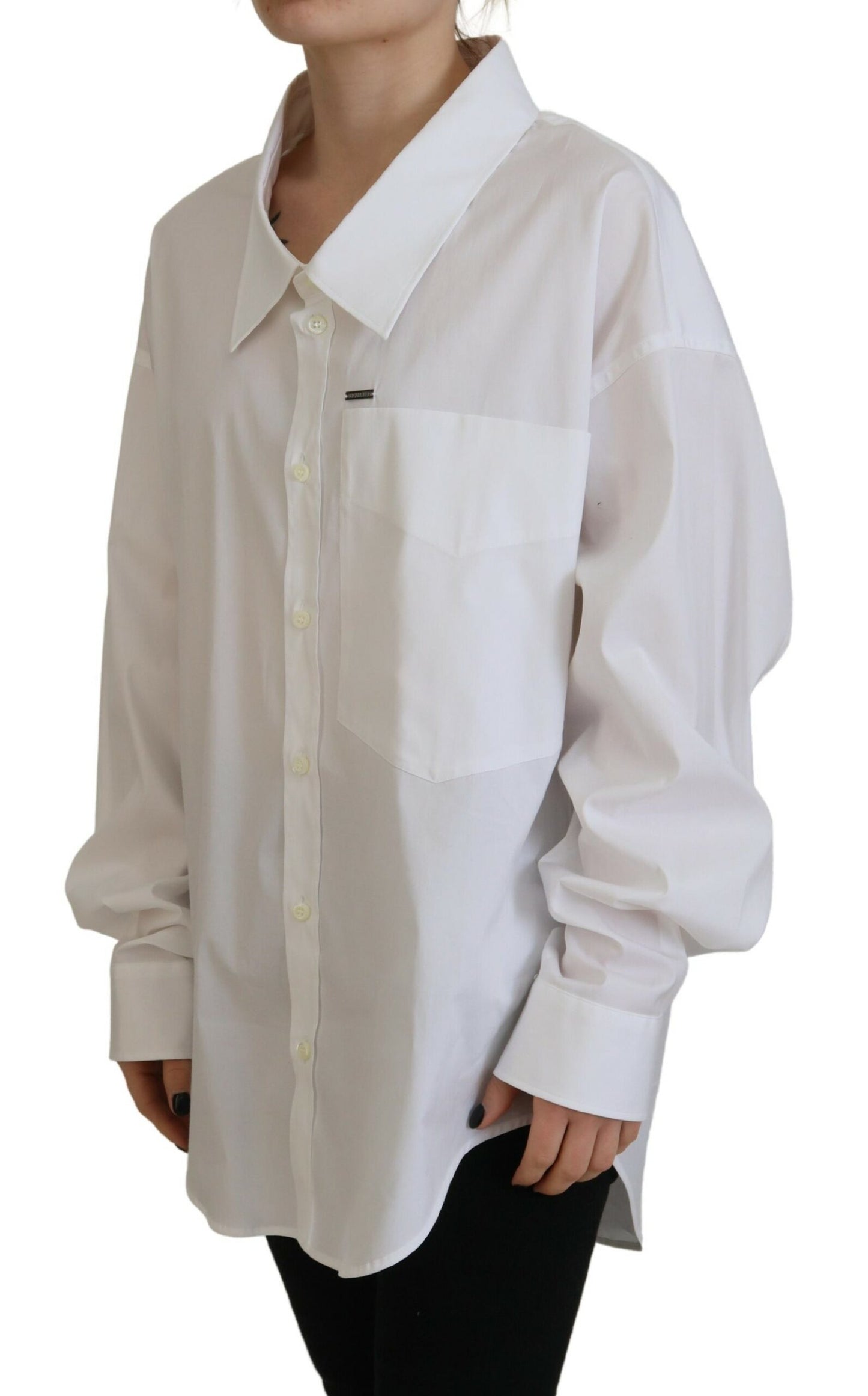 Weißes Hemd aus Baumwolle mit Button-Down-Kragen