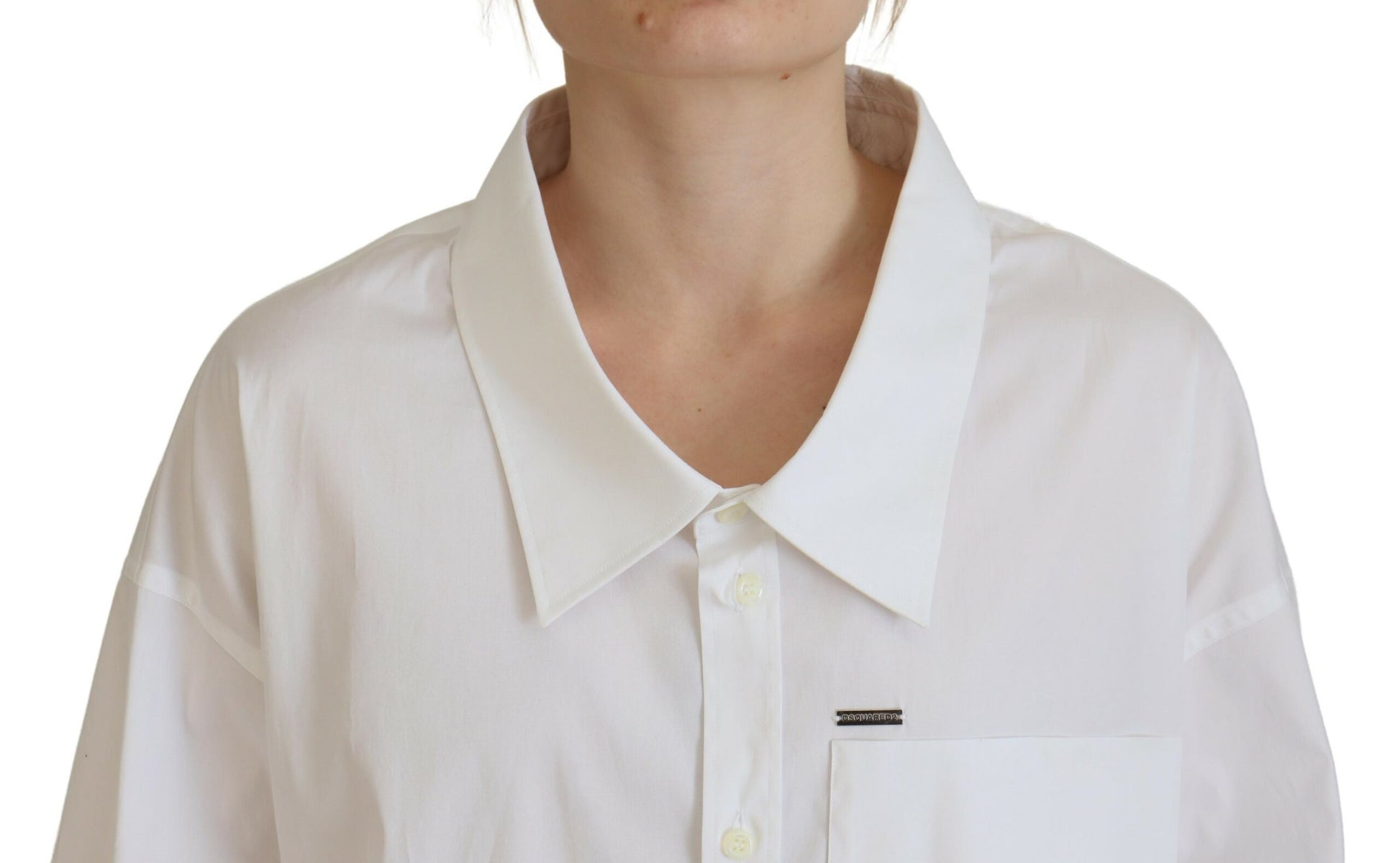 Weißes Hemd aus Baumwolle mit Button-Down-Kragen
