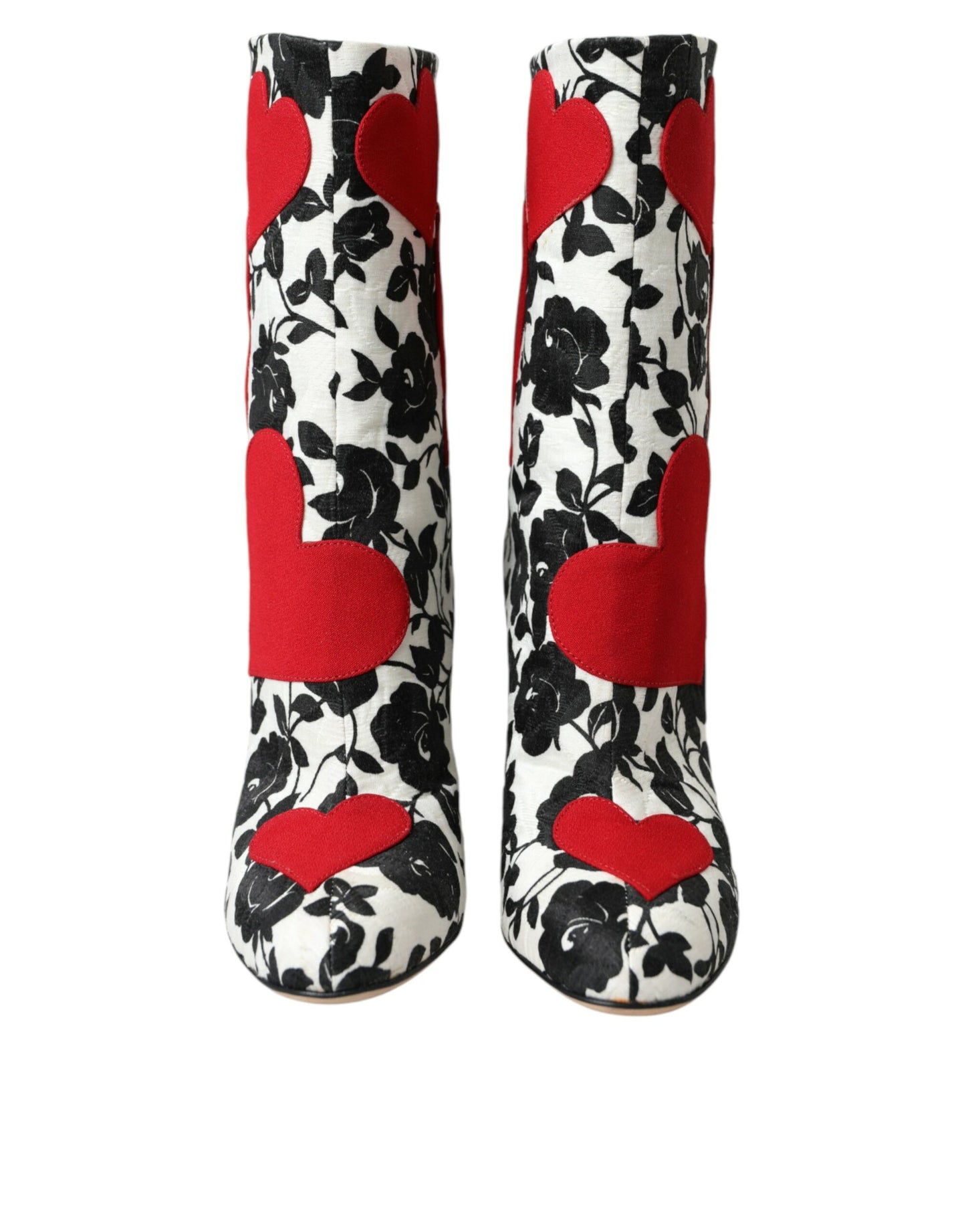 Weiße Blumenherzen Leder Stiefeletten Schuhe