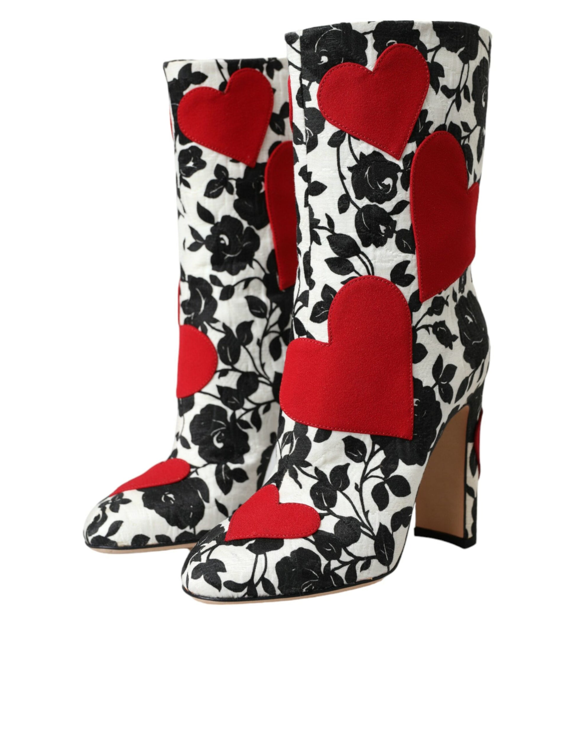 Weiße Blumenherzen Leder Stiefeletten Schuhe