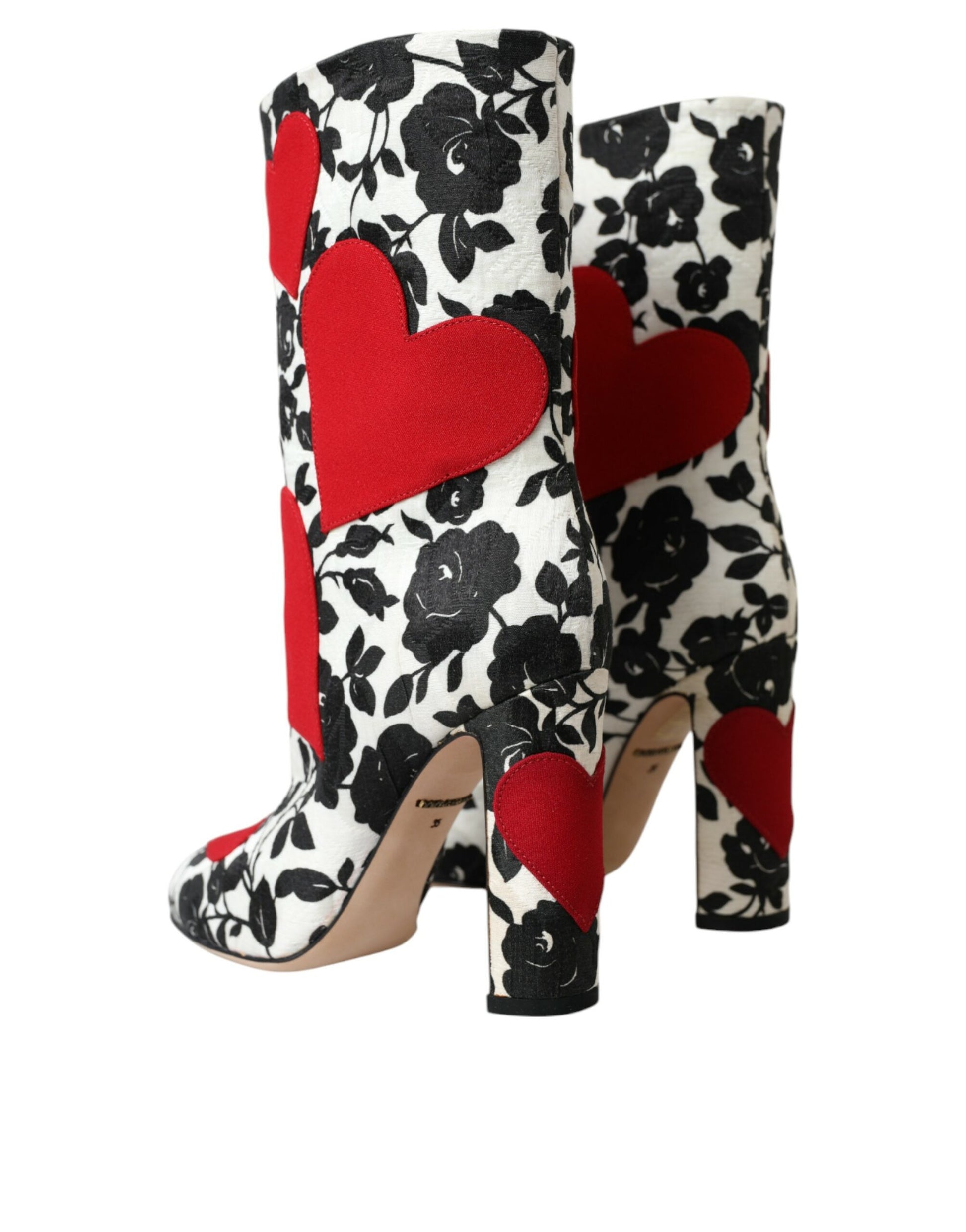 Weiße Blumenherzen Leder Stiefeletten Schuhe