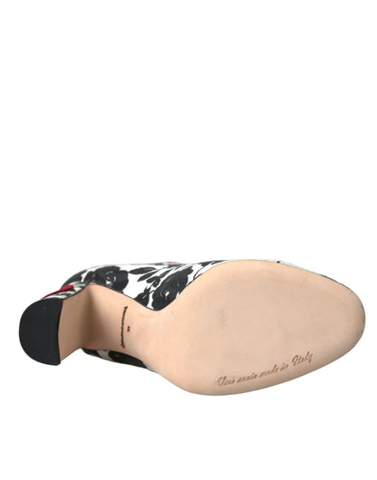 Weiße Blumenherzen Leder Stiefeletten Schuhe